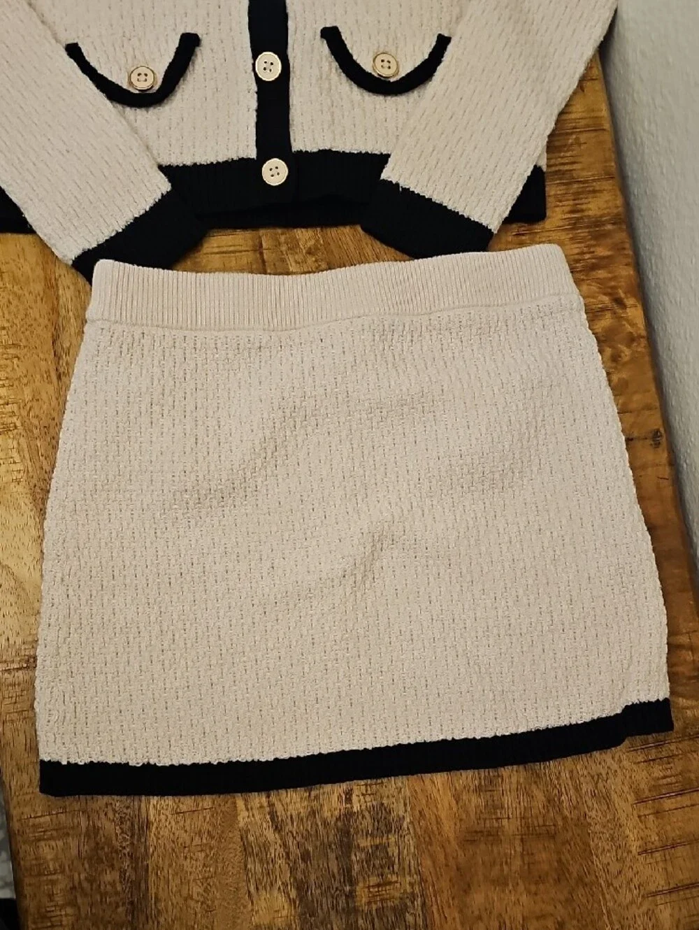 Gymboree Cream Knit Two-Piece Set with Black Trim